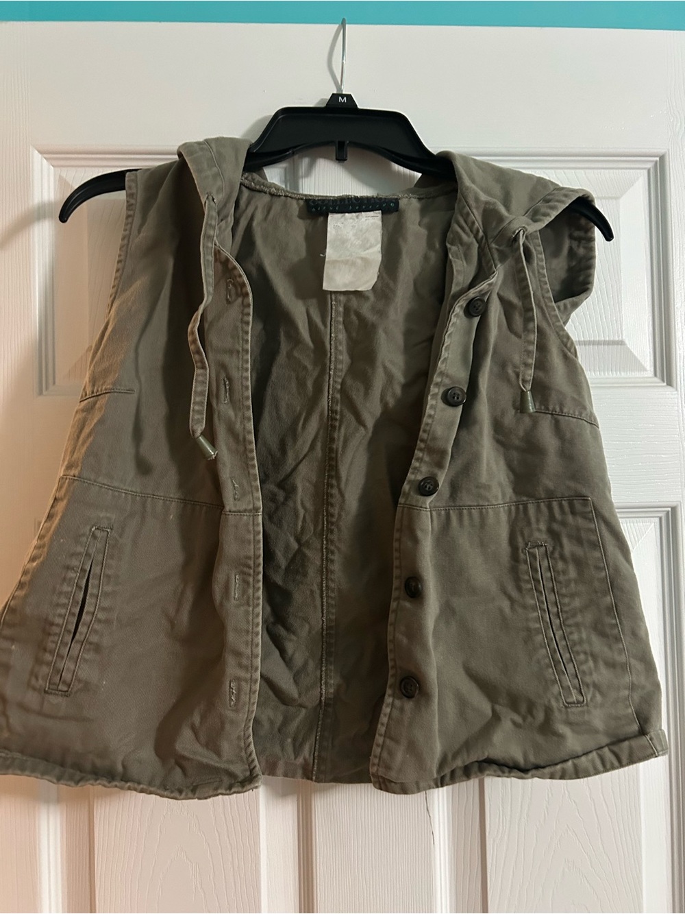 Sleeveless Hooded Utility Tank - Olive Green
